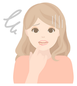 悩んでいる女性のイラスト